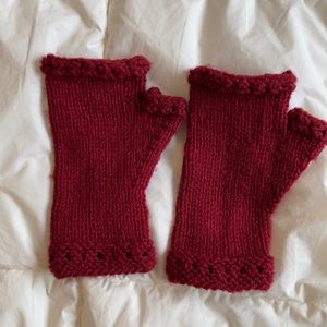 Hand-knit fingerless gloves
